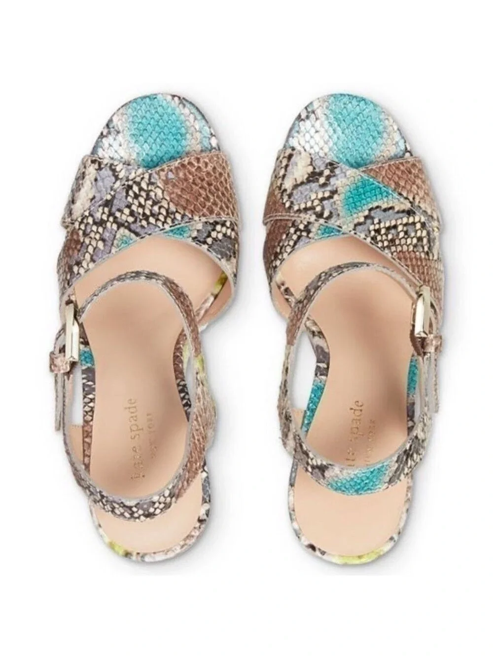 NIB-Kate Spade New York Women's Grace Platform Leather Sandals Lemon Sorbet